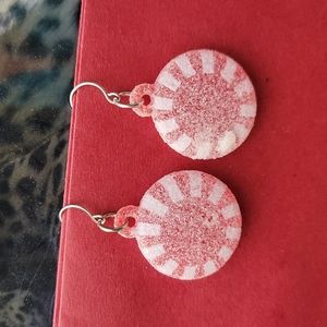 Christmas Sugar Starlite Mint Candy Holiday Dangle Earrings